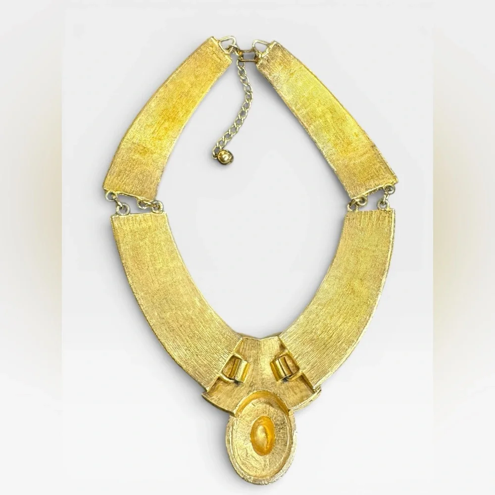 NAPIER 1971 Egyptian Collection Bib Necklace, BOOK PIECE